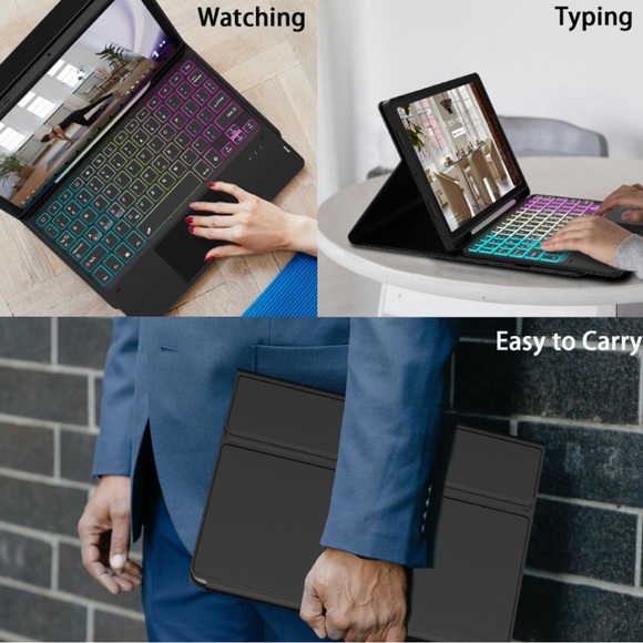 for Samsung Galaxy Tab A9+ 5G/A9 Plus 11" Keyboard Case: 3 Zone 7 Colors Backlit - Picture 2 of 8